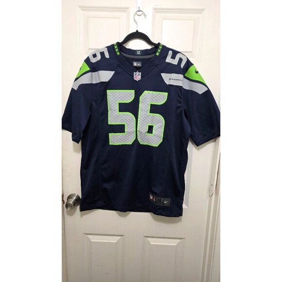 Nike NFL Seahawks #56 Brooks On Field Jersey Size M Navy 100% Polyester Mens App - Picture 2 of 8